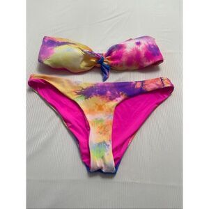 TiniBikini 2 Piece Tie Dye Strapless Bikini Swimsuit Bathing Suit Size Large